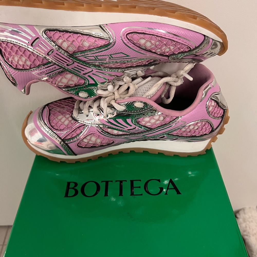 Bottega Veneta Pink and Silver Sneakers